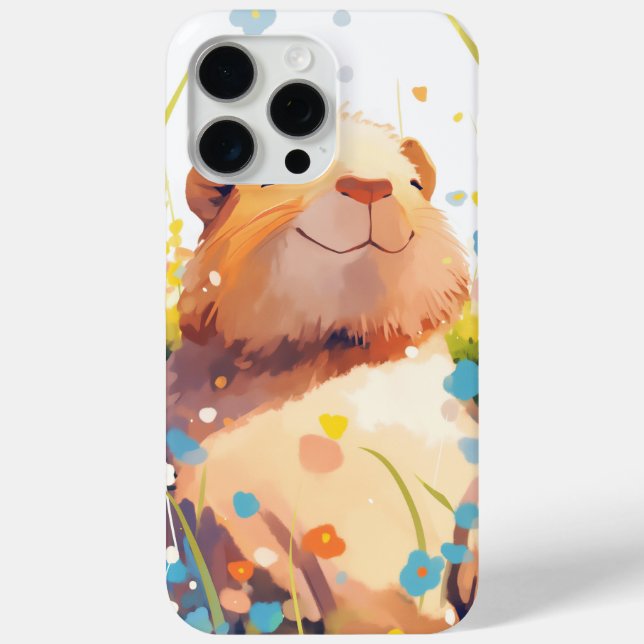 Funda De Case-Mate Para iPhone Capybara Grassy Naptime (Reverso )
