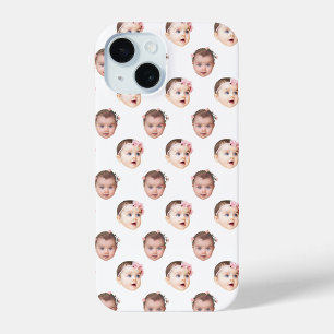 Funda Para iPhone 15 Cara de bebé personalizada 2 fotos blanco