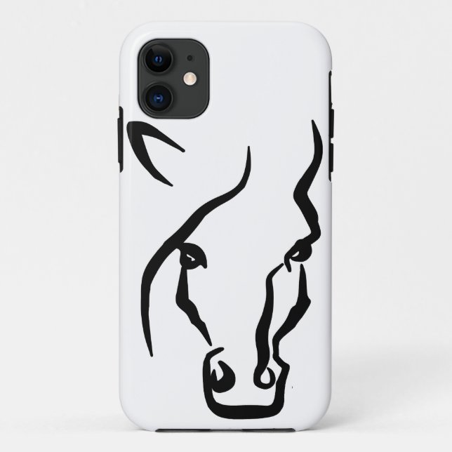 Funda De Case-Mate Para iPhone Cara de caballo blanco y negro (Reverso)