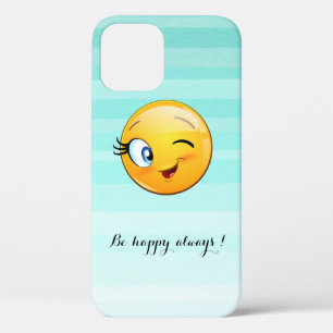 Funda Para iPhone 12 Cara de Emoji guiñando adorable - Sé feliz siempre