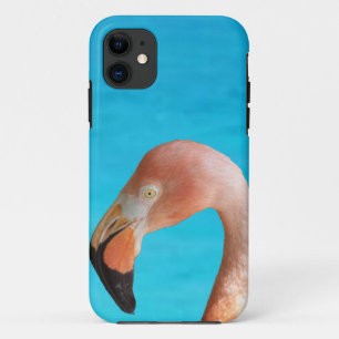 Funda Para iPhone 11 Cara de flamingo rosa contra el agua azul en una