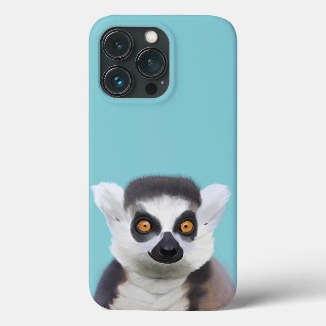 Funda De Case-Mate Para iPhone Cara de lémur con cola de anillo (Reverso )