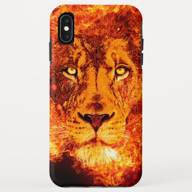 Funda De Case-Mate Para iPhone Cara de León en Llamas (Reverso)