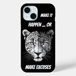 Funda Para iPhone 15 Cara de leopardo blanco y negro