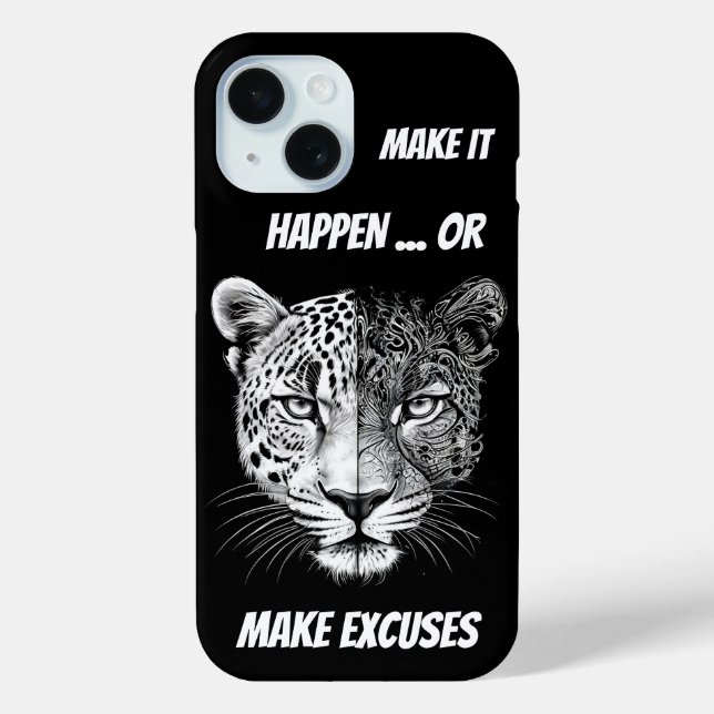 Funda De Case-Mate Para iPhone Cara de leopardo blanco y negro (Reverso )