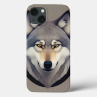 Cara de lobo realista con ojos amarillos penetrant