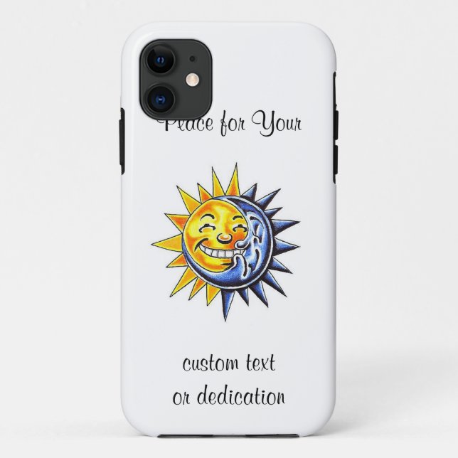 Funda De Case-Mate Para iPhone Cara de luna feliz del sol del dibujo animado del (Reverso)