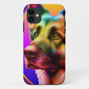 FUNDA PARA iPhone 11 CARA DE PERRO COLORIDA DE MODA