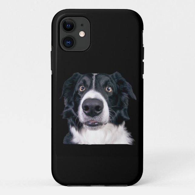 Funda De Case-Mate Para iPhone Cara de perro negra y blanca (Reverso)
