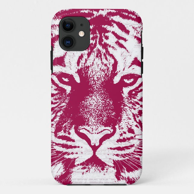 Funda De Case-Mate Para iPhone Cara de tigre rojo y blanco (Reverso)