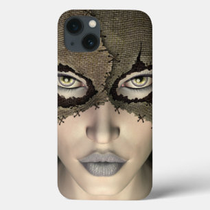 Funda Para iPhone 13 Cara hembra mascarada con un saco de raspón