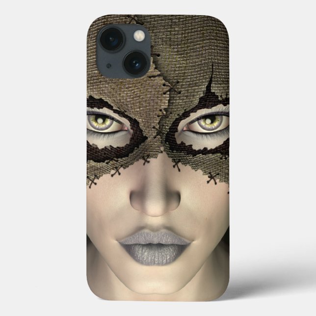 Funda De Case-Mate Para iPhone Cara hembra mascarada con un saco de raspón (Reverso)
