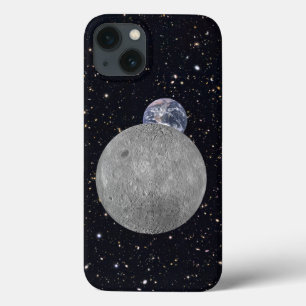 Funda Para iPhone 13 Cara Lejana de la Luna Tierra Cielo Estrellado