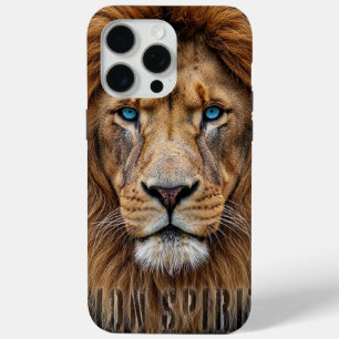 Funda Para iPhone 15 Pro Max Cara Majestuosa de León con Ojos Azules Animal S