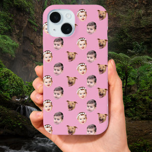 Funda Para iPhone 15 Cara personalizado, regalo familiar único 3 fotos 