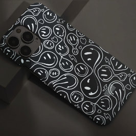Funda Para iPhone 14 Pro Max De Case-Mate Cara Sonriente Fría Patrón de Sonrisa Derretida BN