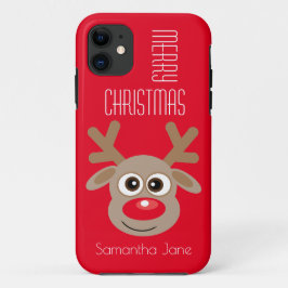 Funda Para iPhone 11 Carácter de reno Personalizado navidad rojo con no