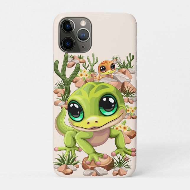 Funda De Case-Mate Para iPhone Caracteres de dibujos animados de Baby Geckos Cute (Reverso)