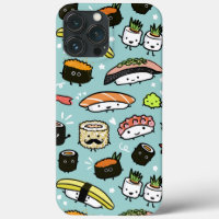 Caracteres de sushi kawaii variados, corteses y di