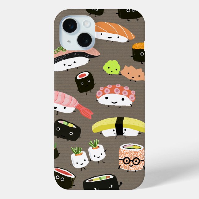 Funda De Case-Mate Para iPhone Caracteres divertidos de sushi Kawaii Divertido (Reverso )