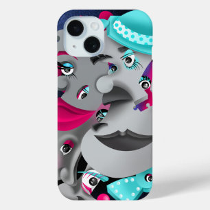 Funda Para iPhone 15 Caras surrealistas y rompecabezas - Estuche Clip-O