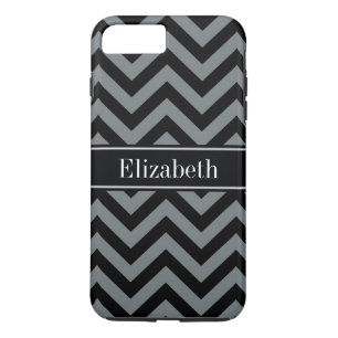 Funda Para iPhone 8 Plus/7 Plus Carbón, negro Chevron Black Name Monograma