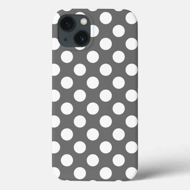 Funda De Case-Mate Para iPhone Carbón y puntos de polka blanca (Reverso)