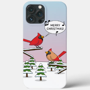 Funda Para iPhone 13 Pro Max Cardenal rojo curado canta Feliz Navidad