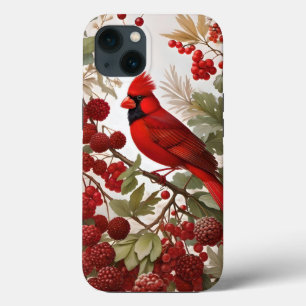 Funda Para iPhone 13 Cardenales del norte de Bird Red Berries
