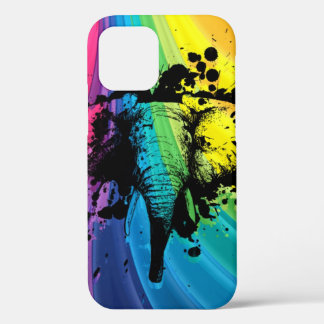 Funda Para iPhone 12 Cargando elefante de toro en el iPhone de Rainbow 