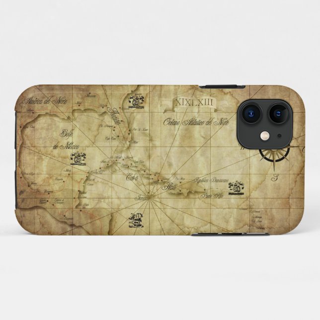 Funda De Case-Mate Para iPhone Caribe - mapa antiguo... (Reverso (horizontal))