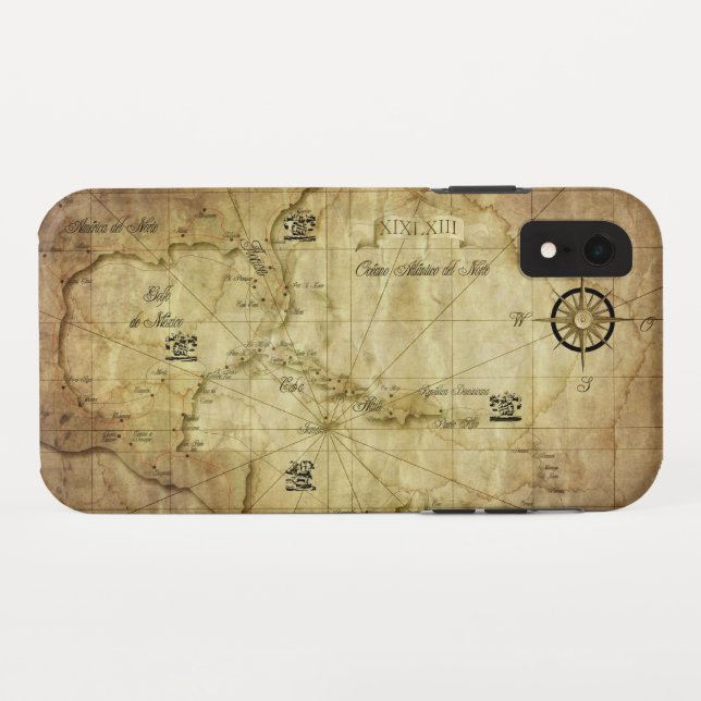 Funda De Case-Mate Para iPhone Caribe - viejo mapa... (Reverso (horizontal))