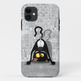 Funda Para iPhone 11 Caricatura divertida del gato boca abajo