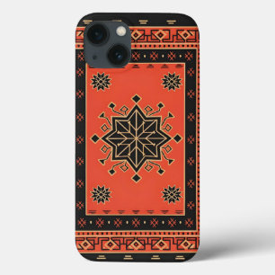 Funda Para iPhone 13 Carmesí y Geométrico Tribal Estrella de Obsidiana