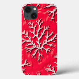 Funda Para iPhone 13 Carmine Red Tree Texture iPhone Case
