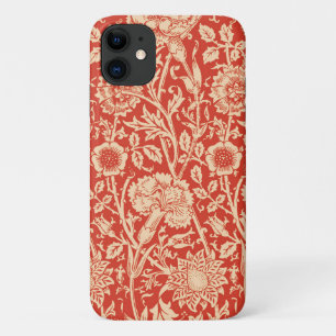 Funda Para iPhone 11 Carnación de Art Nouveau Damask, Naranja mandarín