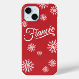 Funda Para iPhone 15 Carne de nieve blanca sobre rojo