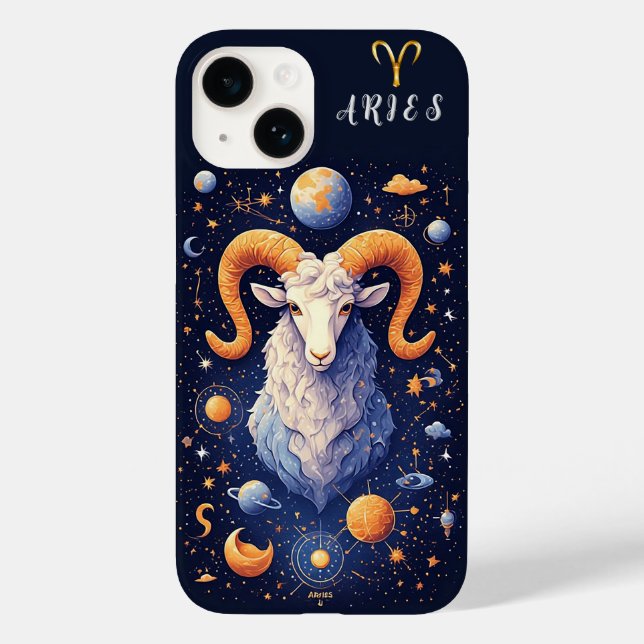 Funda De Case-Mate Para iPhone Carnero Majestuoso Rodeado de Objetos Celestiales (Reverso )