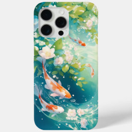 Funda Para iPhone 15 Pro Max Carpas Koi de Armonía Brillante en un Estanque Tra