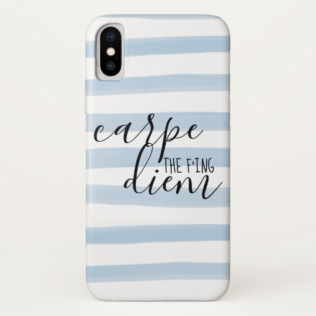 Funda De Case-Mate Para iPhone Carpe el patrón de banda azul diem (Reverso)