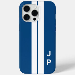 Funda Para iPhone 15 Pro Max Carreras azul paradas de coches Monograma mínimo d