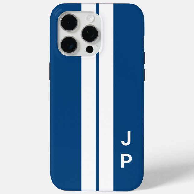 Funda De Case-Mate Para iPhone Carreras azul paradas de coches Monograma mínimo d (Reverso )