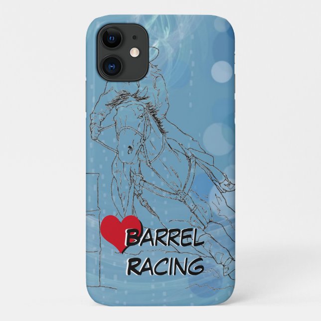 Funda De Case-Mate Para iPhone Carreras de barril de lluvia azul (Reverso)