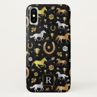 Carreras de caballo Derby Day Black Gold Pattern M