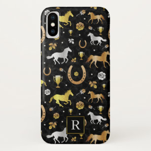 Funda Para iPhone X Carreras de caballo Derby Day Black Gold Pattern M