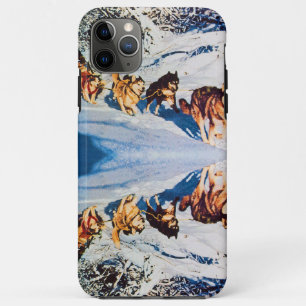 Funda Para iPhone 11 Pro Max Carreras de trineo de Malamute esquimal vintage de