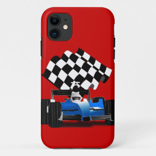 Funda Para iPhone 11 Carro de raza azul con bandera verificada