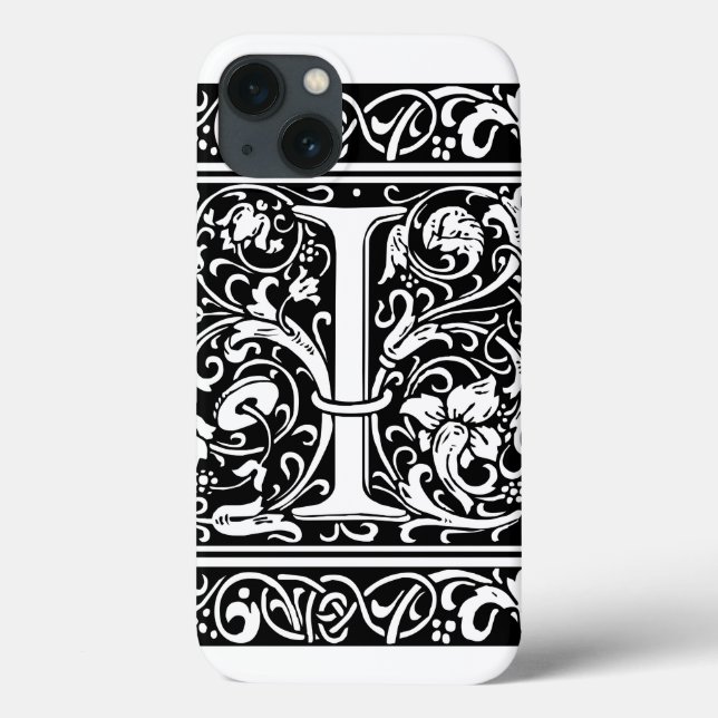 Funda De Case-Mate Para iPhone Carta I Monograma medieval Art Nouveau (Reverso)
