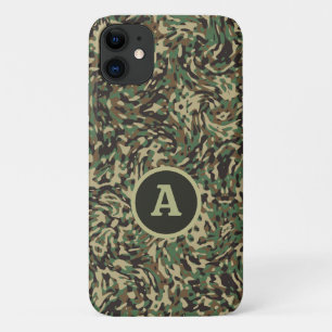 Funda Para iPhone 11 Carta personalizada verde de moda de camuflaje