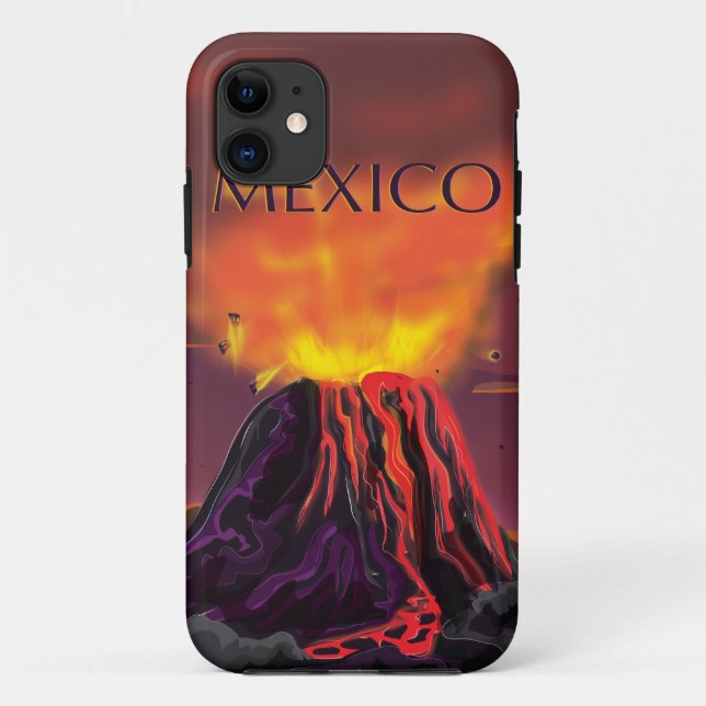Funda De Case-Mate Para iPhone Cartel de viaje al volcán de México (Reverso)